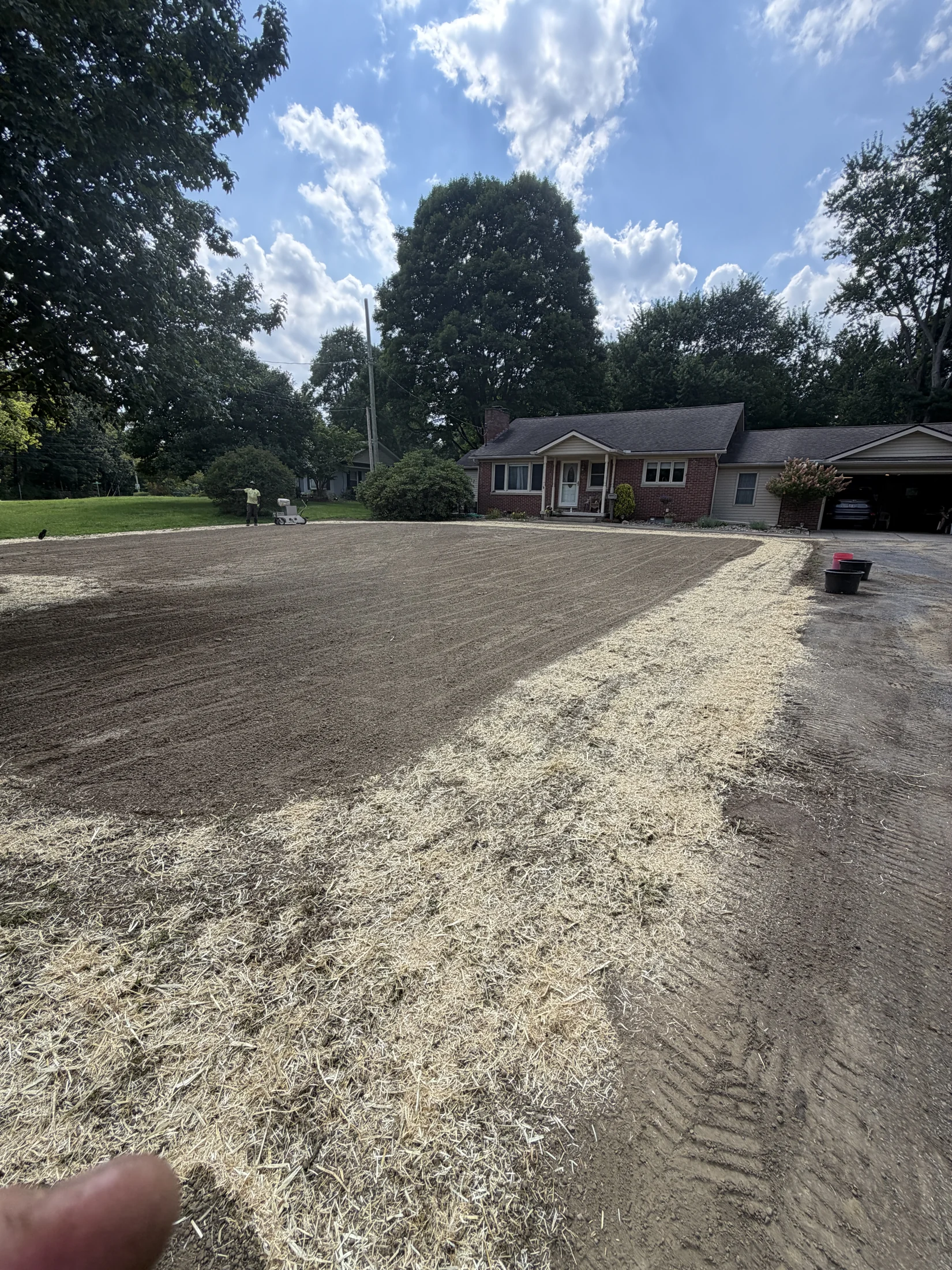 Freshly graded ground being prepared for seed